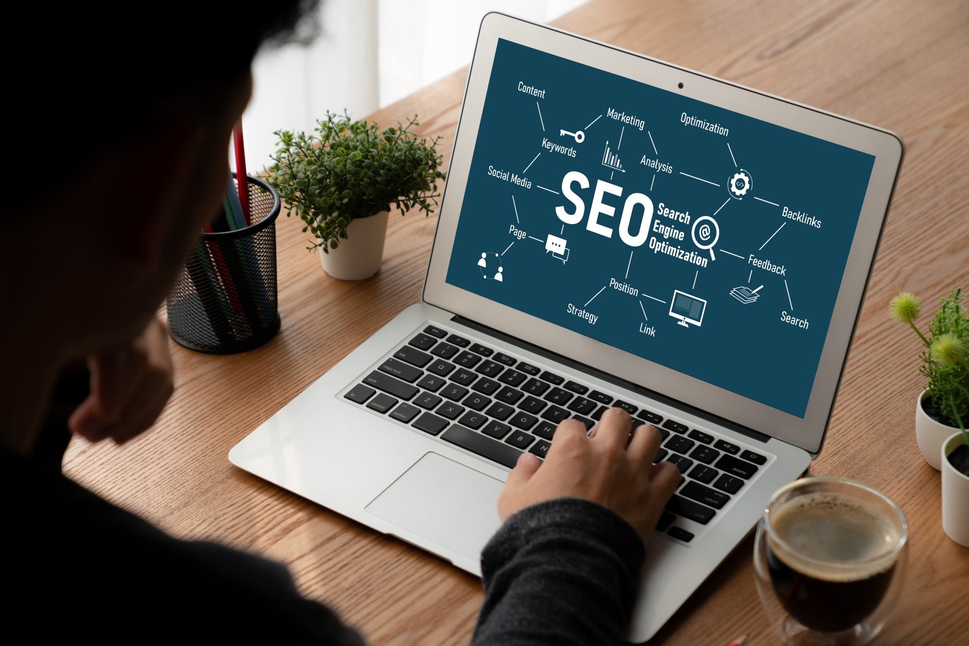 SEO search engine optimization for modish e-commerce and online retail business showing on computer screen