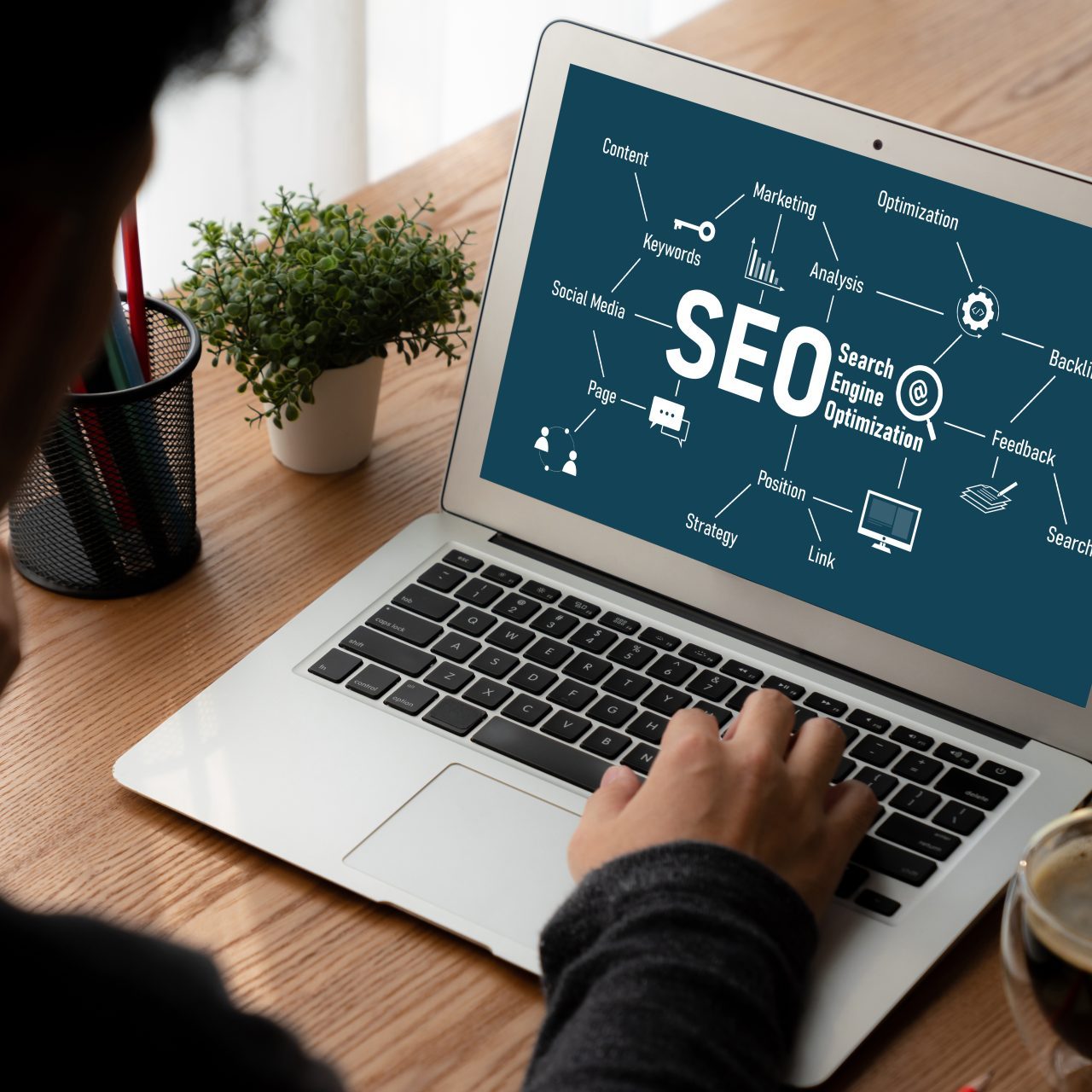 SEO search engine optimization for modish e-commerce and online retail business showing on computer screen